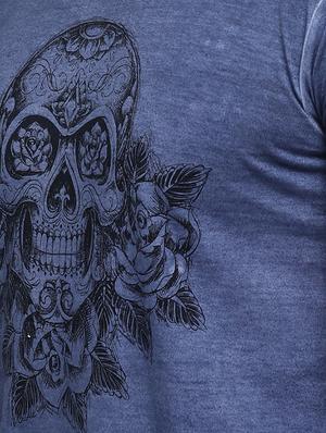 blue cotton chest print t-shirt - 15118534 - Standard Image - 4