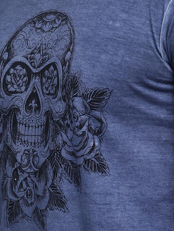 blue cotton chest print t-shirt - 15118534 - Zoom Image - 4