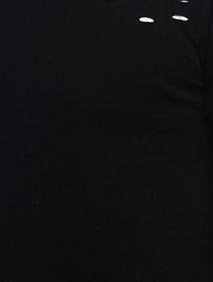 black cotton ripped t-shirt - 15118540 - Standard Image - 4
