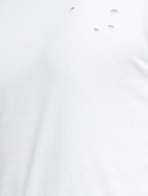 white cotton ripped t-shirt - 15118543 - Standard Image - 4