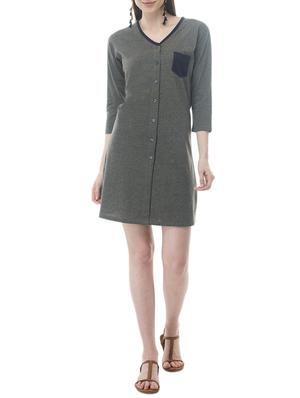 grey solid shirt dress - 15118642 - Standard Image - 4