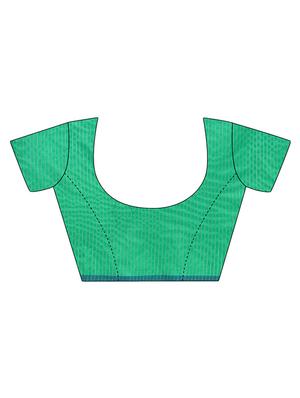 turquoise cotton silk woven saree with blouse - 15118905 - Standard Image - 4