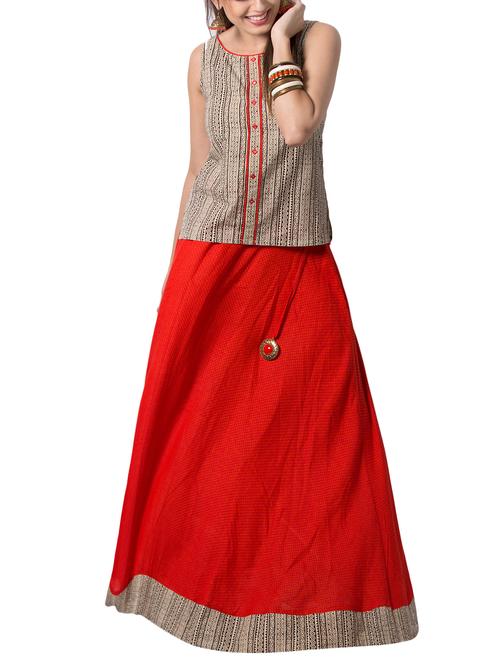 Tassel printed hemline flared skirt - 15118969 - Standard Image - 1