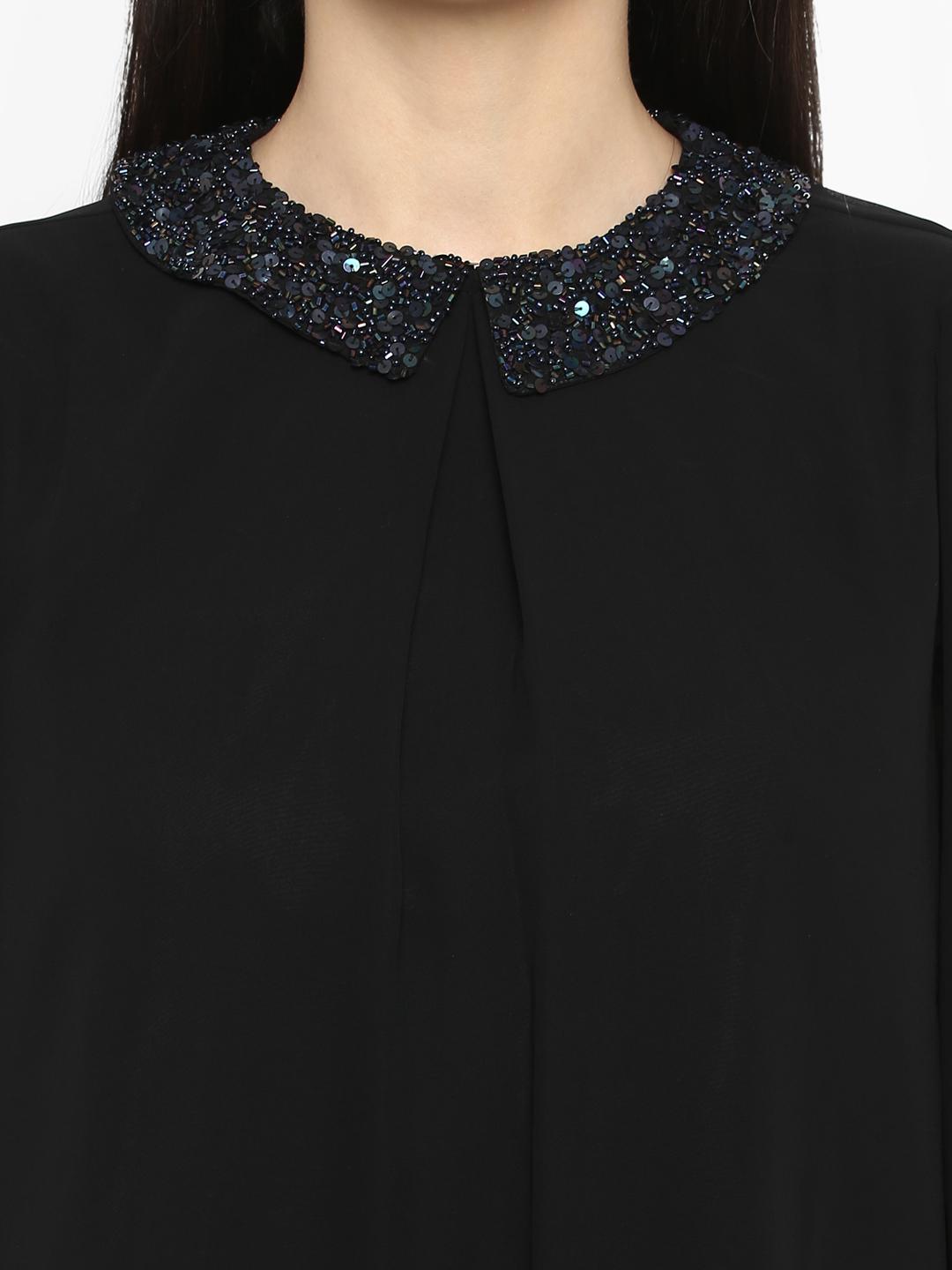 black solid embellished top - 15119316 - Zoom Image - 4