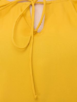 yellow solid blouson top - 15120843 - Standard Image - 4