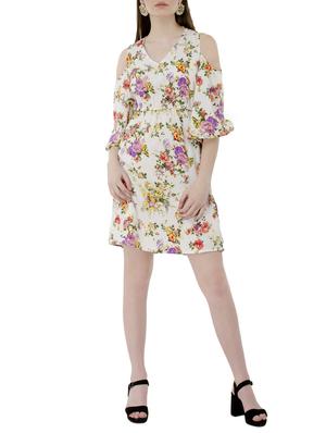 white floral a-line dress - 15120863 - Standard Image - 4