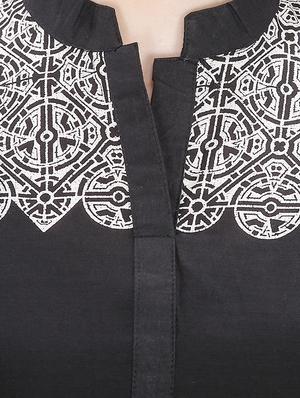 black cotton straight kurta - 15120870 - Standard Image - 4