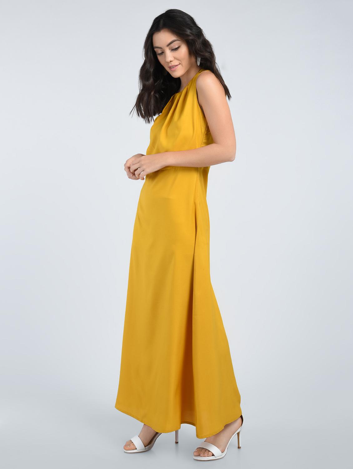 Pleated neck maxi dress - 15121389 - Zoom Image - 4