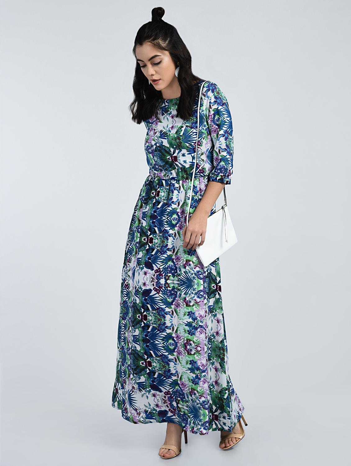 Gathered waist tropical maxi dress - 15121400 - Zoom Image - 4
