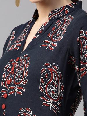 blue rayon aline kurta - 15122095 - Standard Image - 4