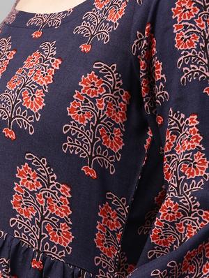 blue rayon flared kurta - 15122111 - Standard Image - 4