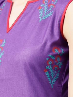 purple cotton aline kurta - 15122125 - Standard Image - 4