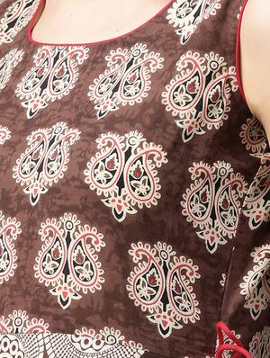 brown cotton flared kurta - 15122127 - Standard Image - 4