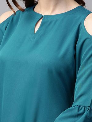 blue crepe straight kurta - 15122142 - Standard Image - 4