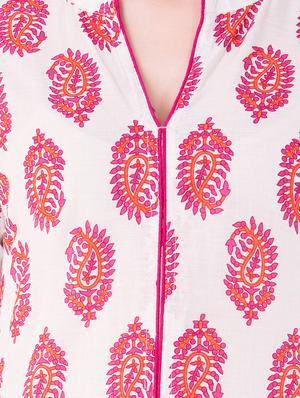 pink cotton straight kurta - 15122369 - Standard Image - 4