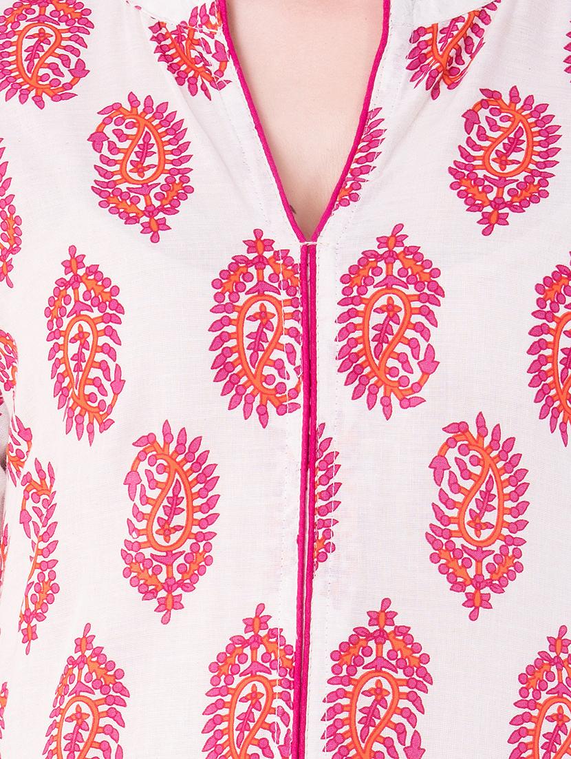 pink cotton straight kurta - 15122369 - Zoom Image - 4