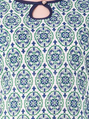 blue cotton a-line kurta - 15122379 - Standard Image - 4