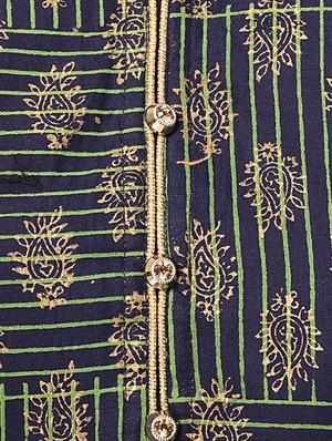 blue cotton straight kurta - 15122540 - Standard Image - 4