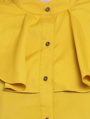 yellow solid crepe shirt - 15124114 - Standard Image - 4
