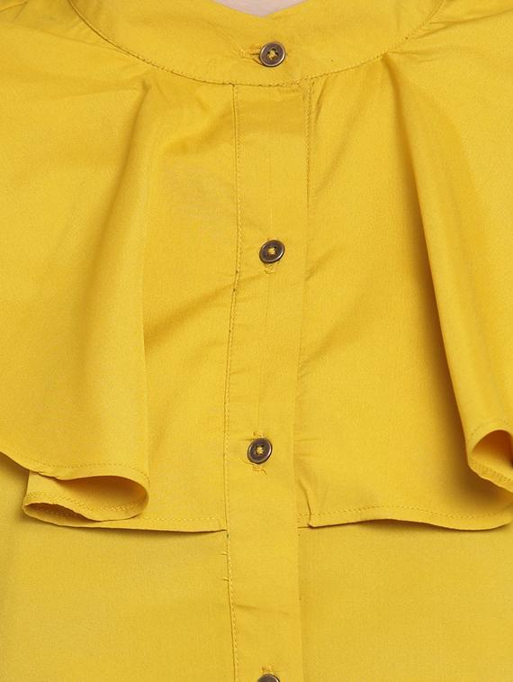 yellow solid crepe shirt - 15124114 - Zoom Image - 4