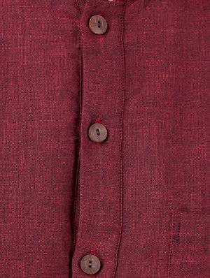 maroon khadi cotton kurta - 15125753 - Standard Image - 4