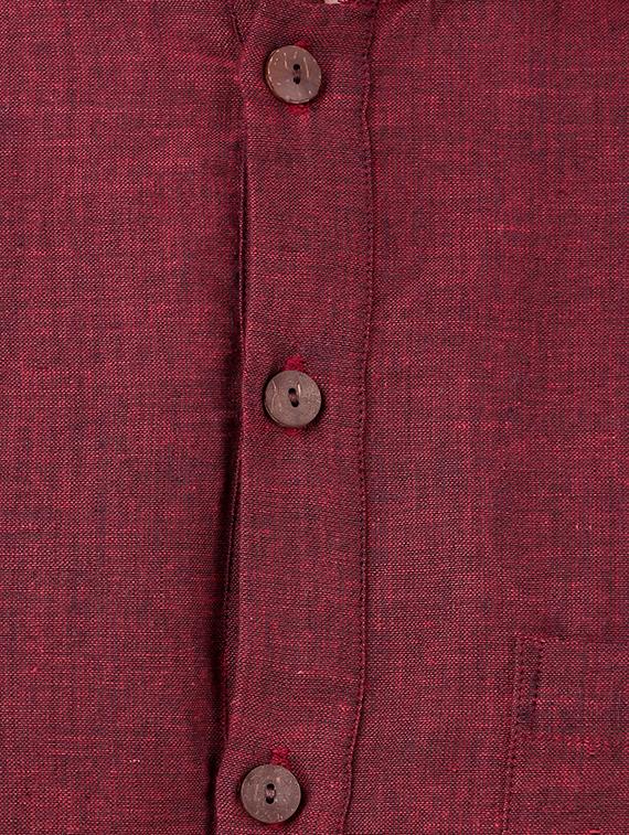 maroon khadi cotton kurta - 15125753 - Zoom Image - 4