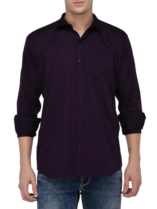 purple cotton casual shirt - 15127260 - Standard Image - 1