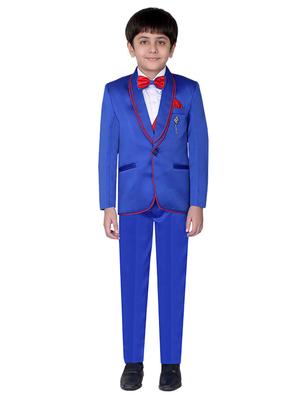 blue cotton blend suit set - 15127921 - Standard Image - 4