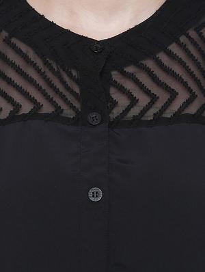 black solid crepe shirt - 15128718 - Standard Image - 4