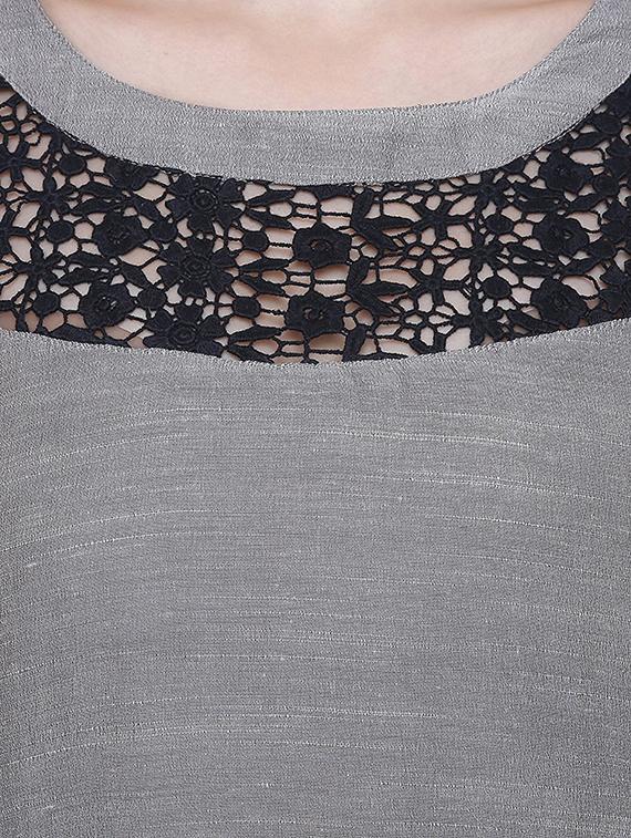 grey solid viscose top - 15128720 - Zoom Image - 4