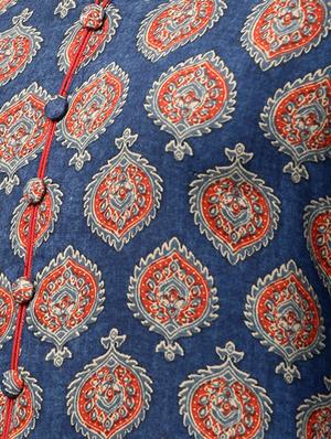 Blue Rayon Printed Straight Kurta With Trouser - 15129041 - Standard Image - 4