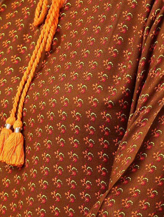 Brown Rayon Printed Straight Kurta With Palazzo - 15129057 - Zoom Image - 4