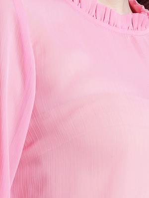 solid pink chiffon top - 15129374 - Standard Image - 4
