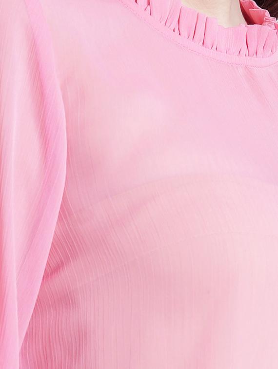solid pink chiffon top - 15129374 - Zoom Image - 4