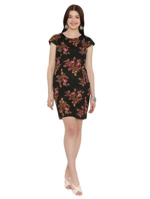 black printed rayon sheath dress - 15131335 - Standard Image - 4