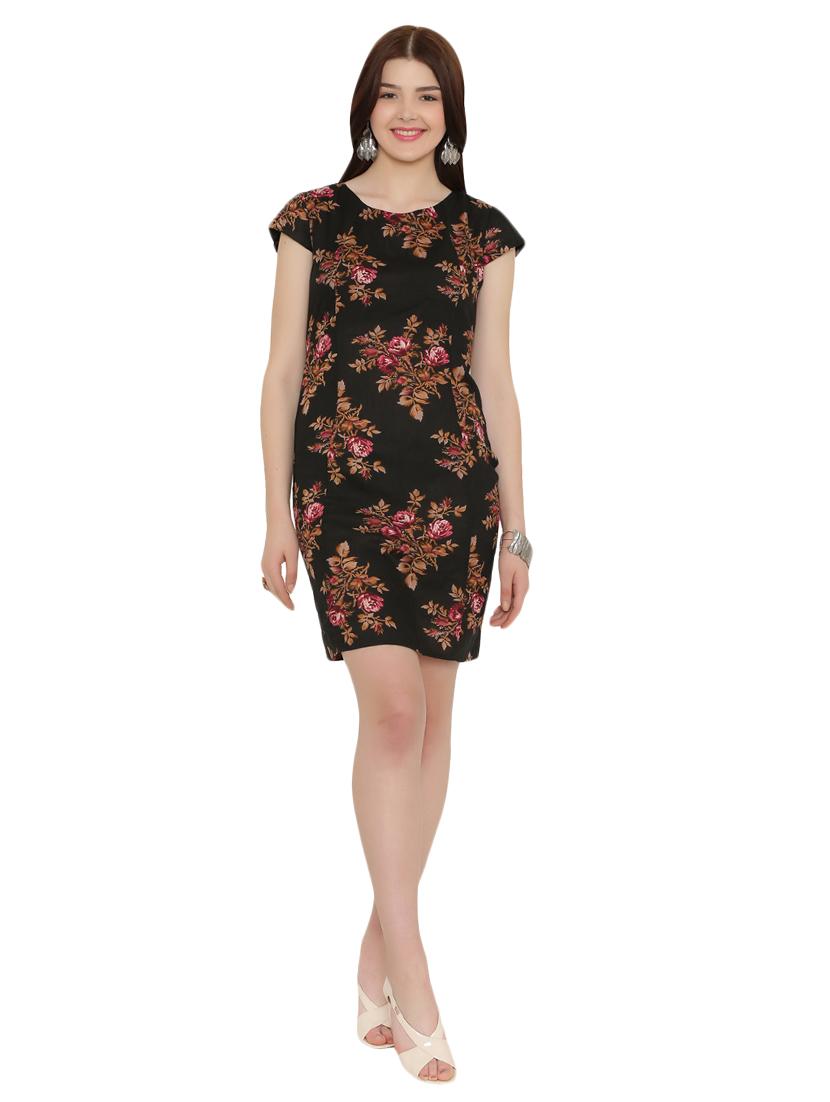 black printed rayon sheath dress - 15131335 - Zoom Image - 4