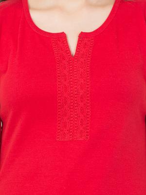 Notch Neck Lace Detail Top - 15132516 - Standard Image - 4