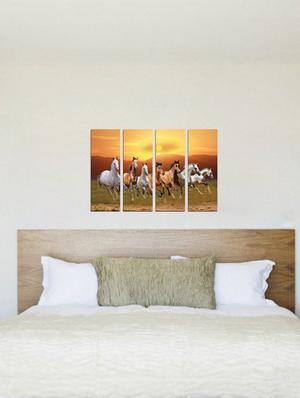 4 Panel Lucky 7 Running Horses Premium Canvas Painting - 15134611 - Standard Image - 4