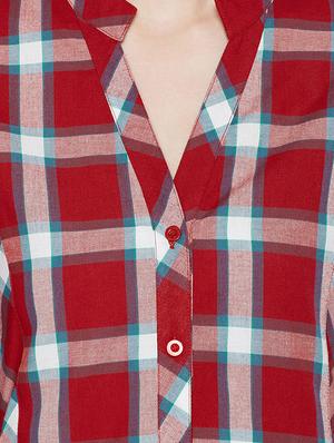 Checkered mandarin collar shirt - 15134994 - Standard Image - 4