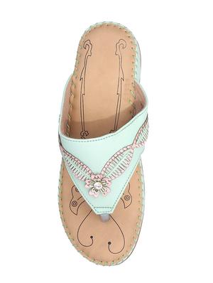 green faux leather slippers - 15135303 - Standard Image - 4