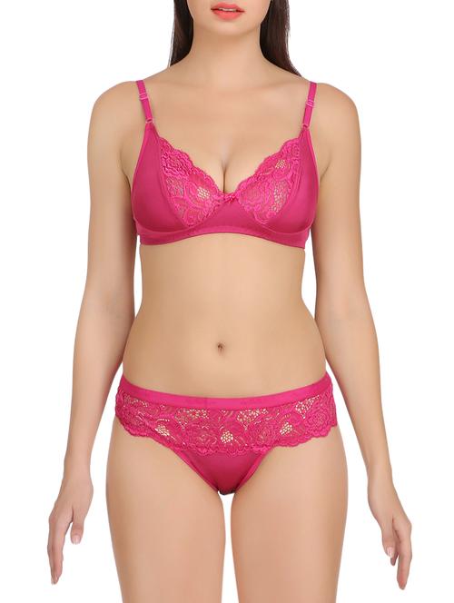 pink silk blend bra and panty set - 15135442 - Standard Image - 1