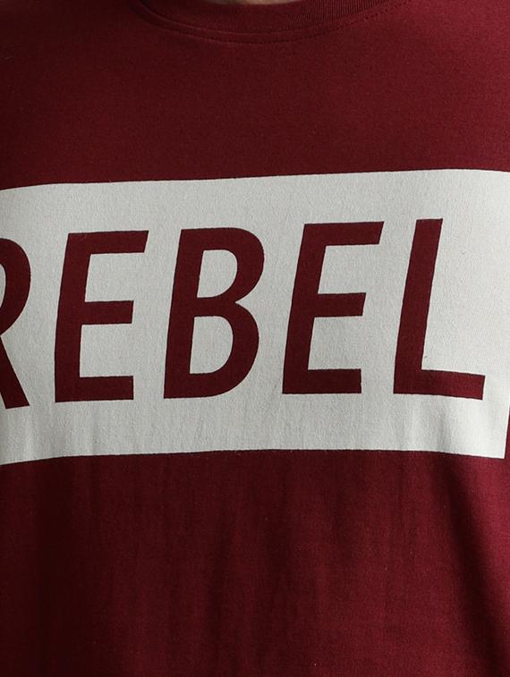 maroon cotton chest print tshirt - 15136124 - Zoom Image - 4