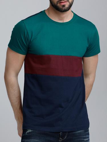 green cotton color block t-shirt - 15136148 - Very Small Image - 1