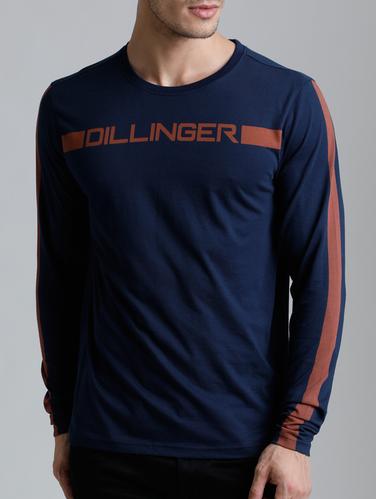 navy blue cotton chest print tshirt - 15136160 - Very Small Image - 1