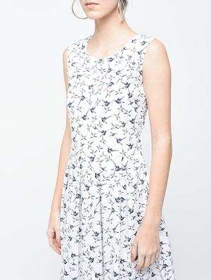 white printed crepe fit & flare dress - 15136250 - Standard Image - 4