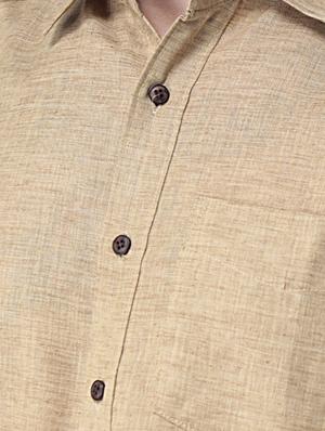beige linen casual shirt - 15137099 - Standard Image - 4