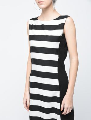 black striped crepe sheath dress - 15137227 - Standard Image - 4