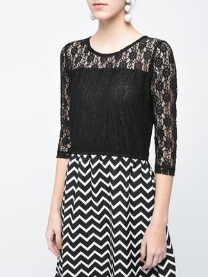 black crepe aline dress - 15137228 - Standard Image - 4