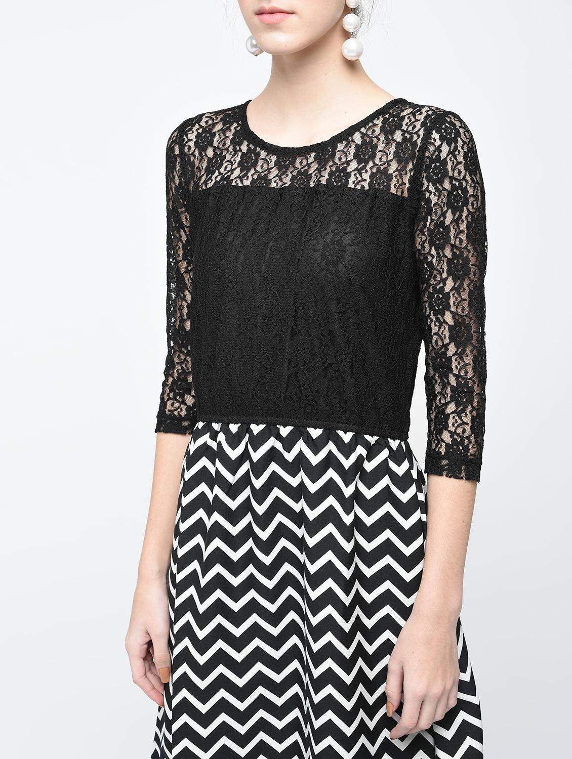 black crepe aline dress - 15137228 - Zoom Image - 4