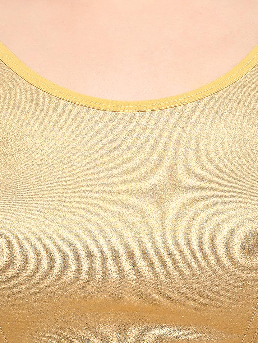 gold cotton solid blouse - 15138395 - Zoom Image - 4